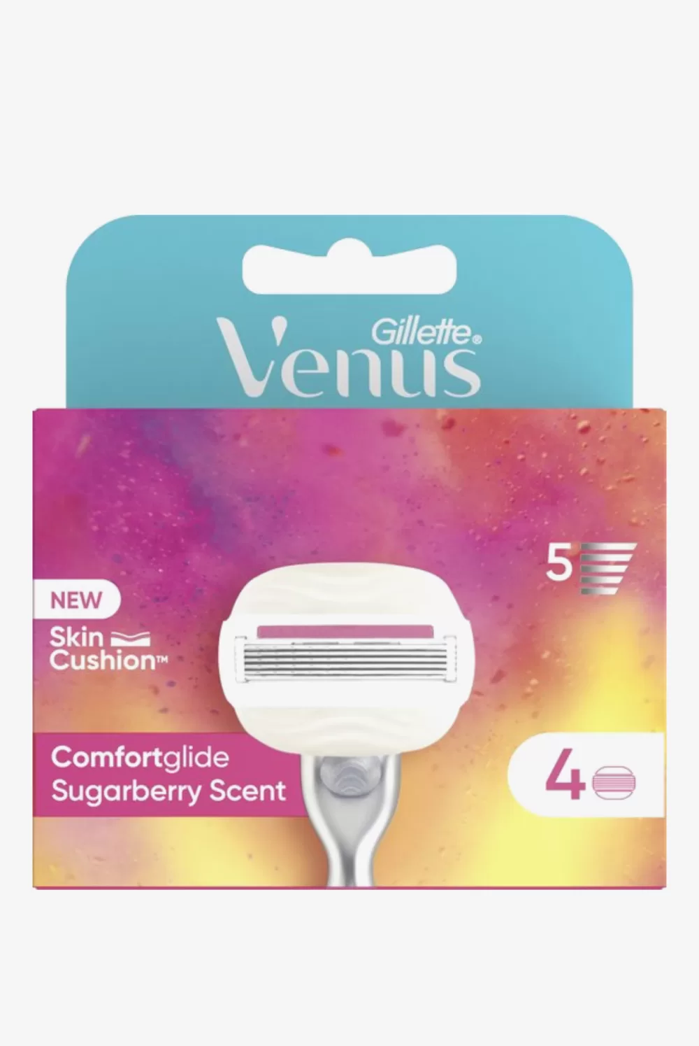 Gillette Venus Comfortglide Sugarberry - 4 Mesjes, Langdurige Gladheid, Huidverzorgende Vochtstrips, 5 Mesjes, Volledig Recyclebaar