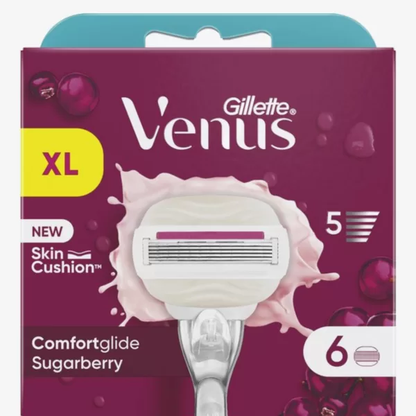 Gillette Venus Comfortglide Sugarberry – 6 Scheermessen für een Gladde Scheerbeurt, 5 Mesjes, Moisturizing Strips, Volledig Recyclebaar