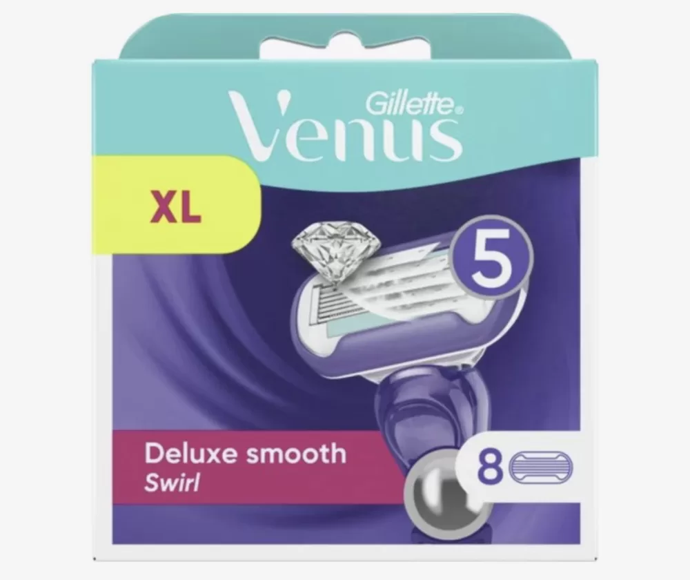 Gillette Venus Deluxe Smooth Swirl Scheermesjes voor Vrouwen - 8 Navulmesjes met 5 Mesjes, Flexibel Ontwerp & Huidbescherming