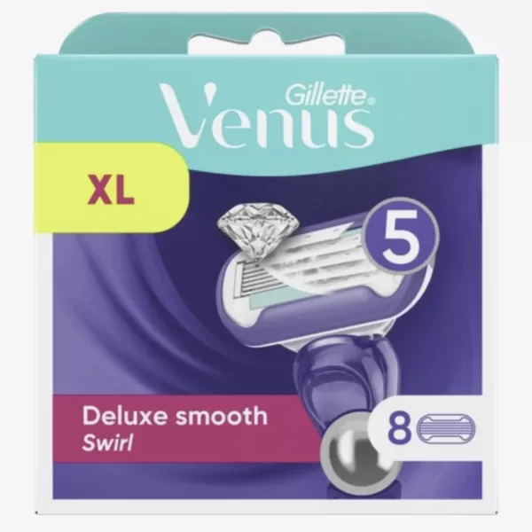 Gillette Venus Deluxe Smooth Swirl Scheermesjes voor Vrouwen - 8 Navulmesjes met 5 Mesjes, Flexibel Ontwerp & Huidbescherming