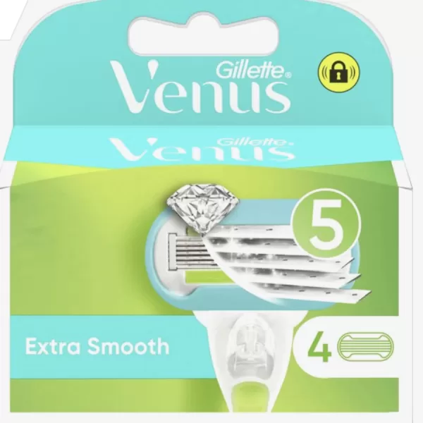 Gillette Venus Extra Smooth Scheermesjes voor Vrouwen - 4 Stuks - 5 Mesjes met Vochtstrip voor Glad Scheren & Verbeterde Grip