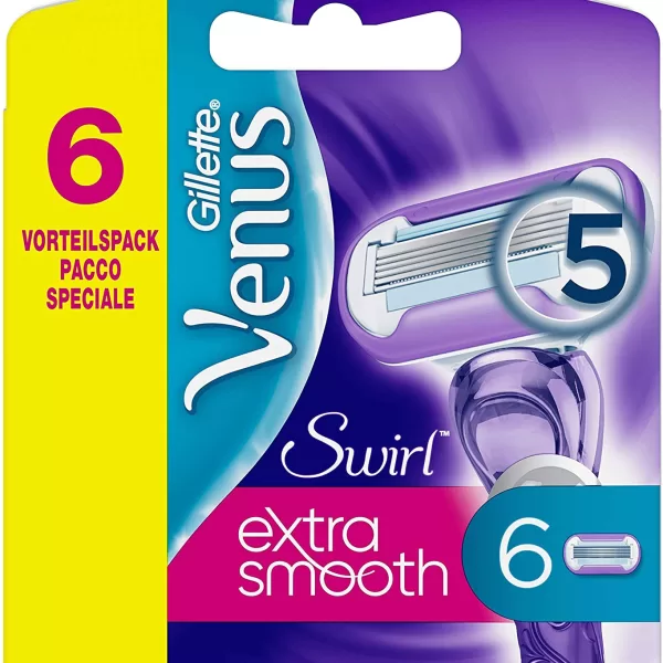 Gillette Venus Extra Smooth Swirl Navulmesjes - 6 Stuks, Diamantcoating, Voor Zorgeloos Scheren, Compatibel met Alle Venus Scheersystemen