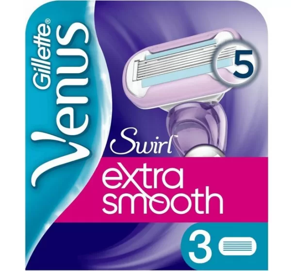 Gillette Venus Extra Smooth Swirl Scheermesjes - 3 Stuks, Diamantcoating, Watergeactiveerde Vochtstrip, Perfect voor een Gladde Huid