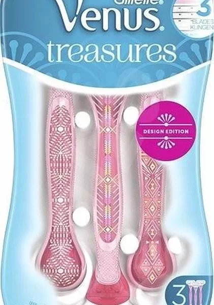 Gillette Venus Design Edition - 3 rosa Rasierklingen für sanfte Haarentfernung - Damenrasierer Set