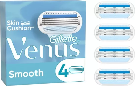 Gillette Venus Smooth - 4 Navulmesjes met SkinCushion Technologie - Voor een Gladde Scheerbeurt en Huidbescherming - Duurzaam en Recyclebaar