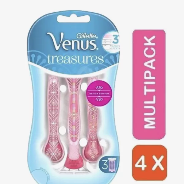 Gillette Venus Treasures Wegwerp Scheermessen - Voordeelverpakking 4x3 stuks - Comfortabel, Irritatievrij & Precisie Scheerresultaat