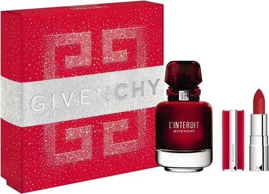 GIVENCHY L'Interdit Eau de Parfum 50 ml + Lipstick Set – Elegant Geschenkset voor Vaderdag met Ambergeur & Douchegel 50 ml