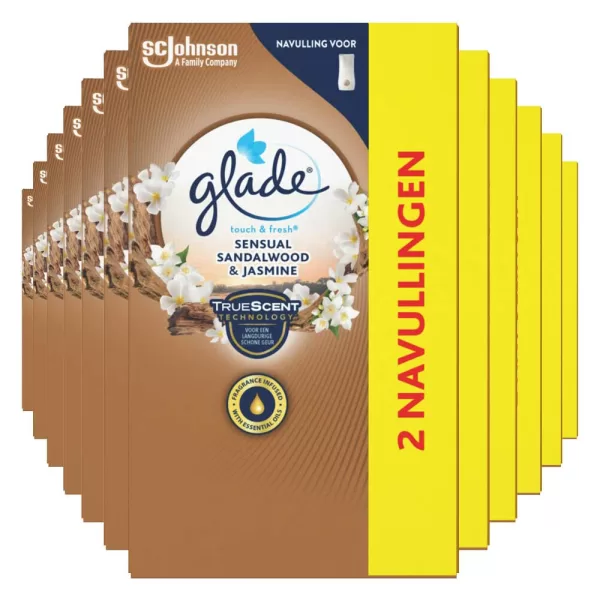 Glade Touch & Fresh Luchtverfrisser Sensual Sandalwood & Jasmine - Duo Navullingen 2x10ml - Geur voor een Gezellige Sfeer