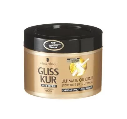 Gliss Kur Haarmasker Ultimate Oil Elixir 200ml – Intensieve Voeding, Herstel & Glans voor Overbelast Haar, Vermindert Haarbreuk