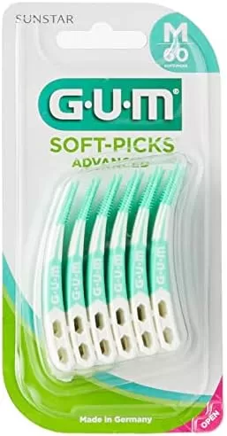 GUM Soft-Picks Advanced 30 Stück - Effektive Zahnzwischenreinigung, sanft zu Zahnfleisch & Zähnen, Holz- & Metallfrei, ideal für unterwegs