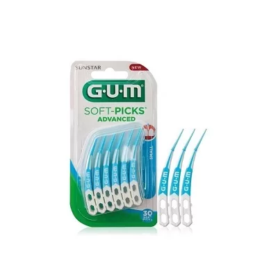 GUM Soft-Picks Advanced Small, 30 Stück – Latexfreie Zahnzwischenraummassage für gesundes Zahnfleisch, sanft & effektiv