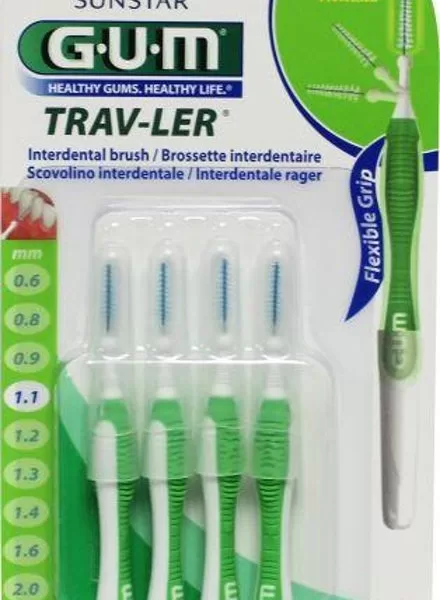 GUM Trav-ler Ultra Fine 1.1 mm - 4 Stk. Spiralborstels für optimale Mundhygiene, handlich und praktisch für unterwegs