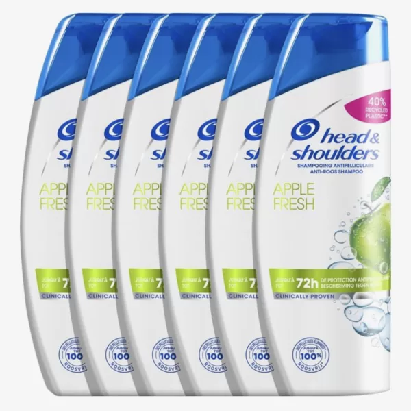 Head & Shoulders Apple Fresh Anti-Roos Shampoo Voordeelverpakking 6x400ml - 72 uur bescherming, dermatologisch getest, pH-gebalanceerd, recyclebaar