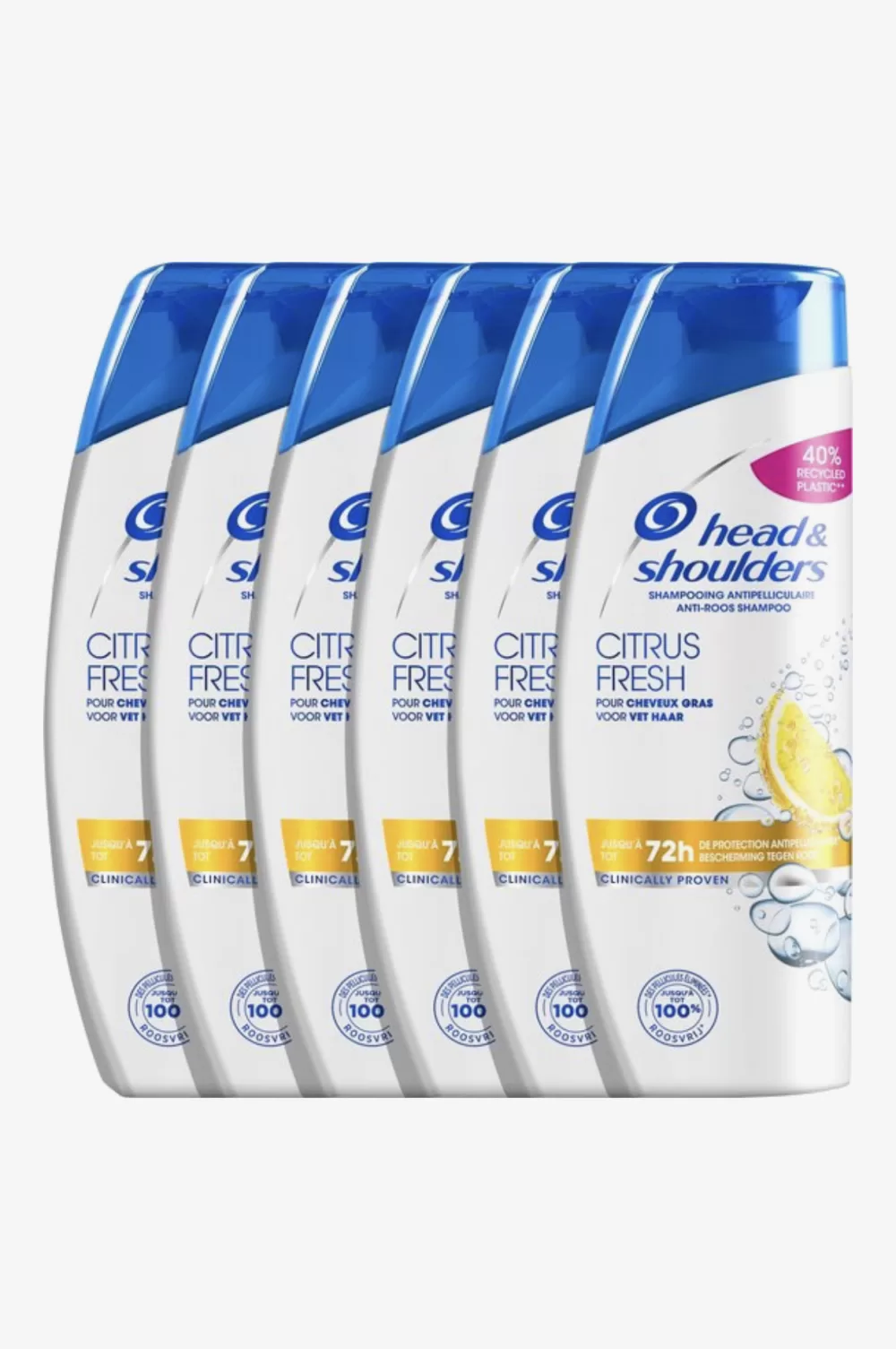 Head & Shoulders Citrus Fresh Anti-Roos Shampoo 6x400ml - Voor Vettig Haar, 72U Bescherming, 100% Roosvrij, Dermatologisch Getest, Recyclebaar