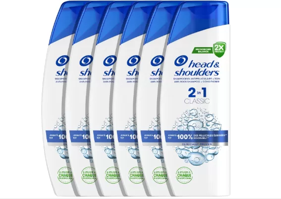 Head & Shoulders Classic 2-in-1 Anti-Roos Shampoo 6x400ml - Voor Zacht, Fris Haar - Dermatologisch Getest - Dagelijks Gebruik - Voordeelverpakking