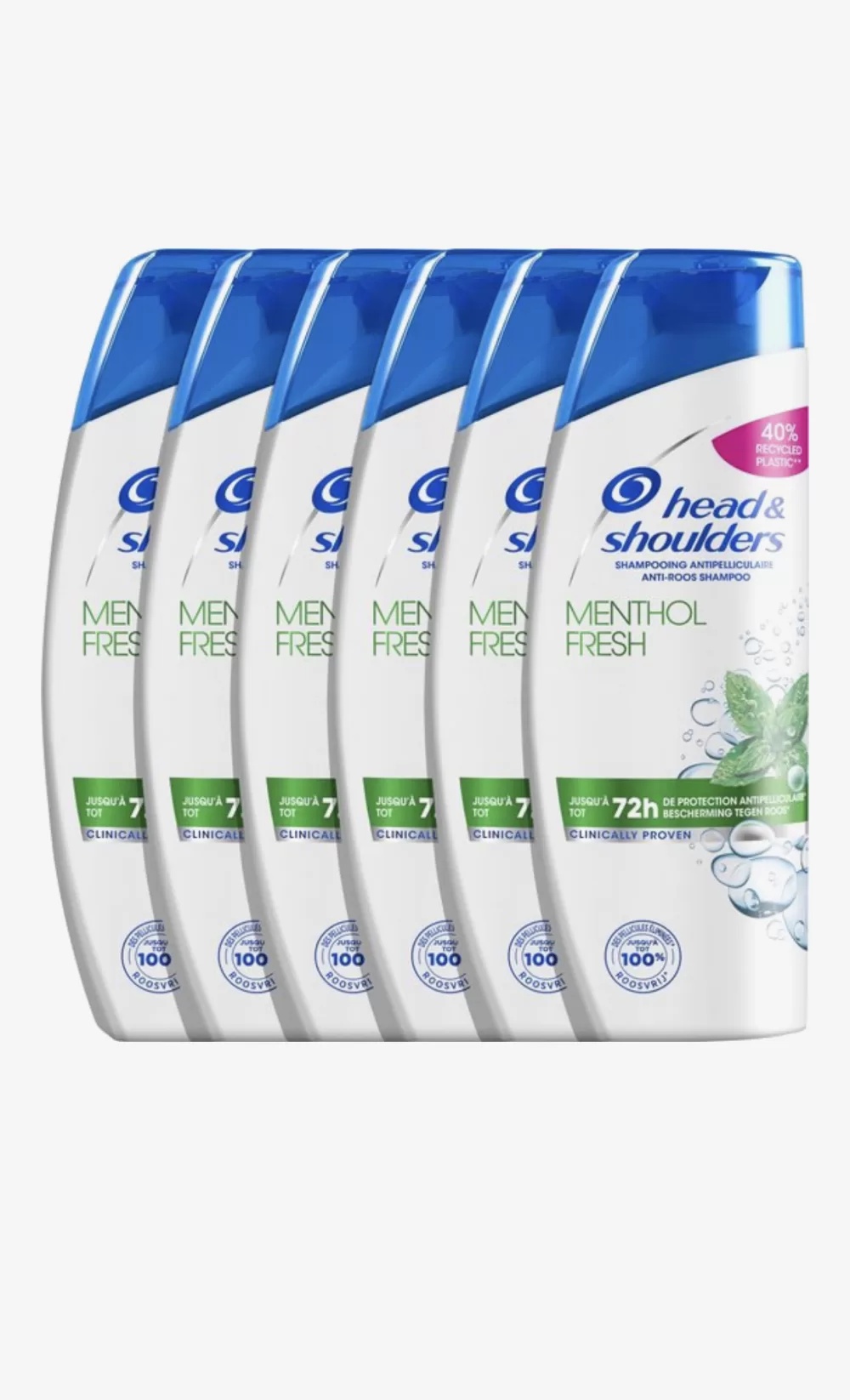 Head & Shoulders Menthol Fresh Anti-Roos Shampoo - Voordeelverpakking 6x400ml, 72 uur bescherming, dermatologisch getest, recyclebare fles