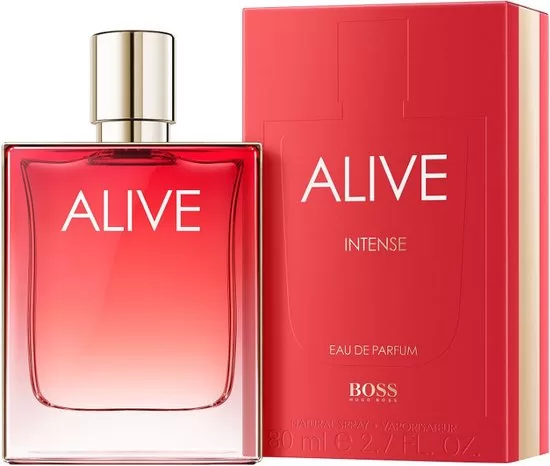 Hugo Boss Alive Intense 80 ml Eau de Parfum voor Dames - Fruitig, Aromatisch, Verfrissend - Luxe Frambozenrode Fles met Gouden Ornament