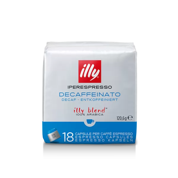 ILLY Iperespresso Kapseln entkoffeiniert, 18 Stück – Sanfte Aromen von Karamell & Jasmin, nachhaltiger Arabica-Kaffee, max. 0,1% Koffein