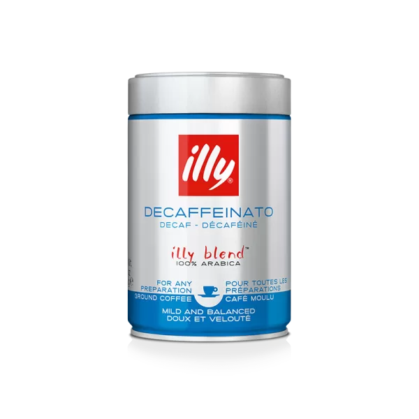 illy Koffeinfreier Kaffee – 250g Gemahlen – Sanfte Aromen von Karamell & Jasmin – Hochwertiger Arabica – Fairer & nachhaltiger Anbau