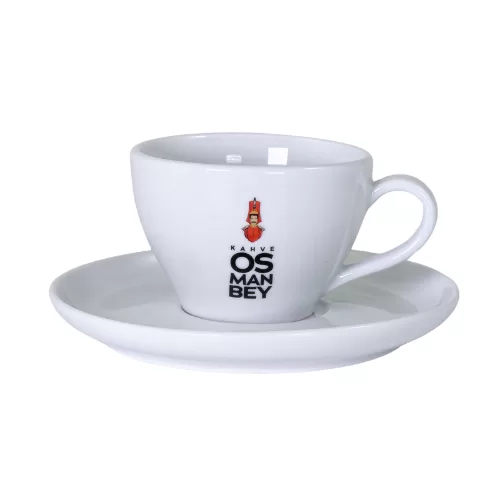 Kahve OSMAN BEY Caffe Latte Tassen Set - 2er Set mit Untertassen, 310 ml, dickwandig, robust, hochwertig bedruckt, elegant und langlebig.