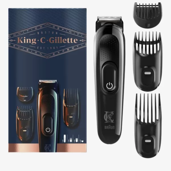 King C. Gillette Draadloze Baardtrimmer - Oplaadbaar, 3 Kamopzetstukken, 50 min Trimtijd, Langdurig Scherpe Messen, Inclusief Reinigingsborstel & Oplader