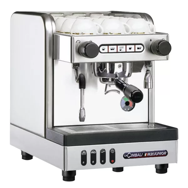 LA CIMBALI M21 Junior DT Espressomaschine - Halbautomatisch, Festwasser, 2,5L Boiler, Edelstahl, inkl. 2 Siebträger, kompakt und leistungsstark