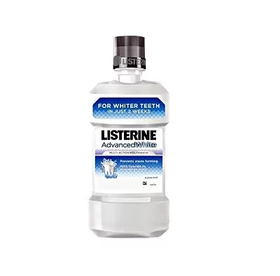 Listerine Advanced White Mundwasser 500ml - Zahnaufhellung & Mundfrische, antibakteriell, für strahlend weiße Zähne, 500 ml Flasche