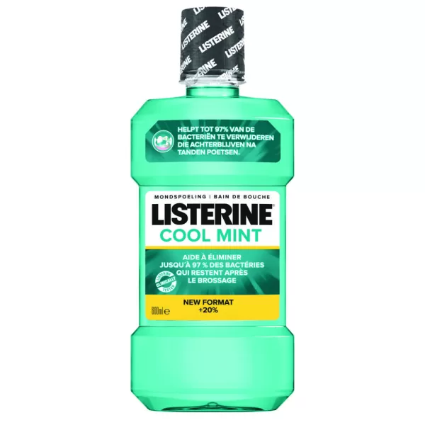 Listerine Coolmint Mondwater 600 ml – Frisse adem, vermindert tandplak, gezond tandvlees, versterkt tandglazuur, munt smaak