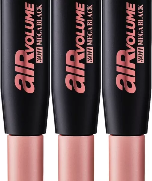 L’Oréal Air Volume Mega 30H Mascara Extra Zwart – 3 Stuks, Intens Volume, Hypoallergeen, Lichtgewicht, Langhoudend, Dermatologisch Getest