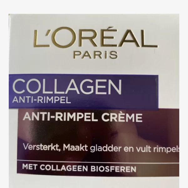 L'Oréal Paris Anti-Rimpel Dagcrème Collagen 50 ml - Verstevigt & Maakt Huid Glad, Vermindert Rimpels, Met Collageen Biosferen