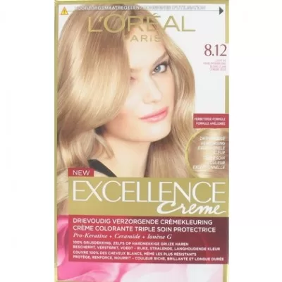 L’Oréal Excellence Crème Haarfarbe 8.12 Parelmoerblond – Lang anhaltende, brillante Farbintensität für strahlendes Haar