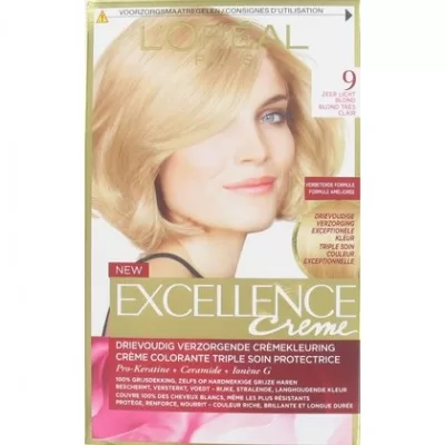 L’Oréal Excellence Creme Haarfarbe Nr. 9 - Zeer Licht Blond, langanhaltende Farbintensität, 100% Grauabdeckung, Pflegeformel