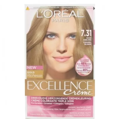 L’Oréal Excellence Creme Haarfarbe 7.31 Goud Asblond – Permanent Haarfarbe für strahlenden Glanz und perfekte Abdeckung