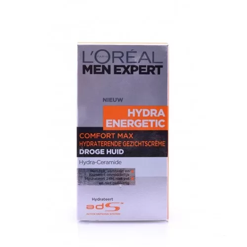 L'Oreal Men Expert Hydra Energetic Comfort Max - 50 ml Gezichtscrème voor Mannen, 24 Uur Hydratatie, Tegen Vermoeidheid & Droge Huid