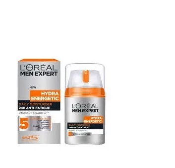 L'Oreal Men Expert Hydra Energetic Gezichtscrème - 50ml, Vitamine C, Anti-Vermoeidheid, 24U Hydratatie, Voor Heren, Frisse Gel-Crème