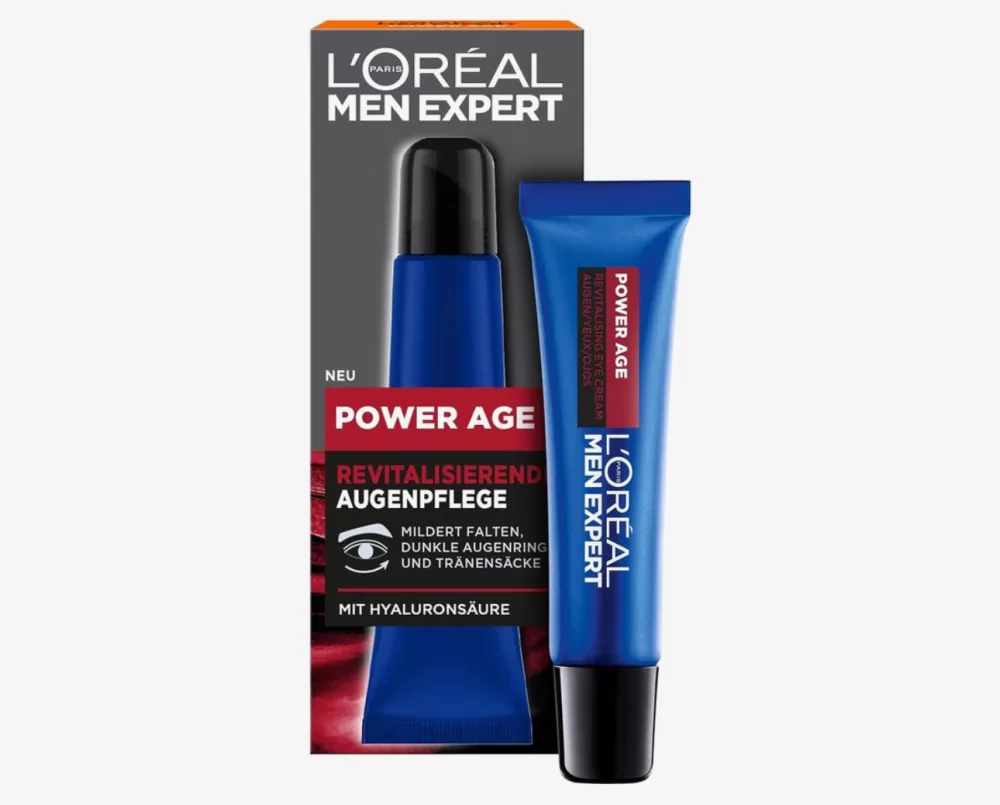 L'Oréal Men Expert Power Age Oogcrème 50ml - Anti-Aging met Hyaluronzuur, Vermindert Rimpels, Wallen & Donkere Kringen, Voor Alle Huidtypes