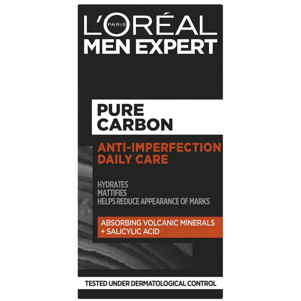 L’Oréal Men Expert Pure Carbon Gesichtspflege 50 ml – Anti-Pickel Feuchtigkeitscreme mit Vitamin B3 & vulkanischem Mineral für Männer