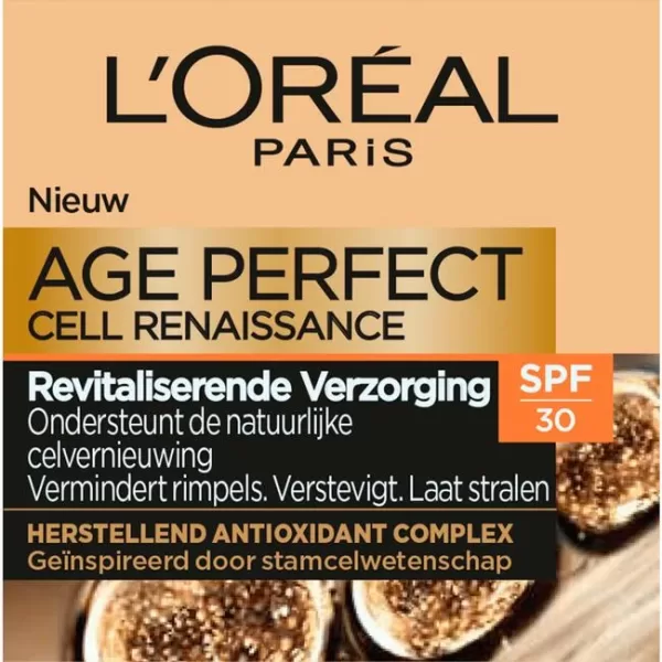 L'Oréal Paris Age Perfect Cell Renaissance Dagcrème SPF 30 - 50 ML voor Rijpere Huid, Vermindert Rimpels, Herstelt & Verstevigt