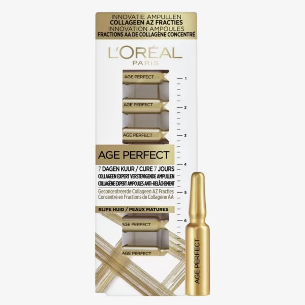 L'Oréal Paris Age Perfect Collageen Ampullen - 7-daagse kuur voor stevige huid, intensieve voeding, 7 ampullen, anti-aging serum