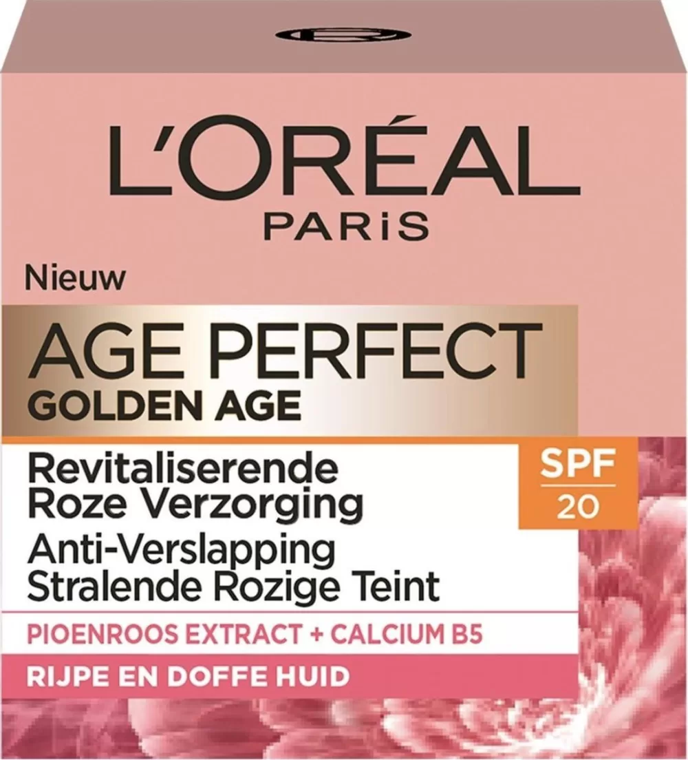 L'Oréal Paris Age Perfect Golden Age Dagcrème SPF 20 - Versterkend voor Rijpe Huid, Hydratatie & Anti-Aging, 50ml