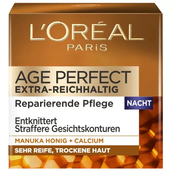 L’Oréal Paris Age Perfect Nachtcrème 50 ml mit Manuka Honing – Intensief Voedend voor Droge Huid, Vermindert Rimpels, Herstelt Huidbarrière