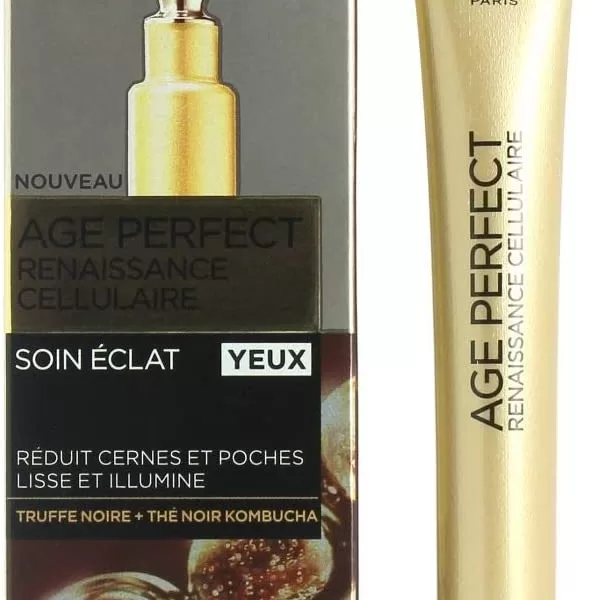 L'Oréal Paris Age Perfect Renaissance Cellulaire Soin Yeux 15 ml - Augencreme mit Trüffel & Kombucha, reduziert Augenringe & Fältchen, kühlender Applikator