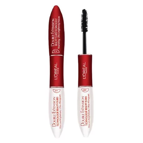 L'Oréal Paris Double Extension Mascara Zwart - Ultra verlengend, smudge-proof, geschikt voor gevoelige ogen, versterkt en scheidt wimpers.