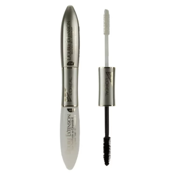 L'Oreal Paris Double Extension Ultra Lengthening Mascara - 2-Step, Clump-Free, Smudge-Proof, Suitable for Sensitive Eyes & Contact Lenses, Black