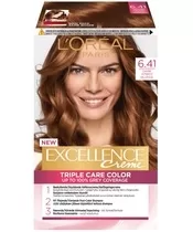 L'Oréal Paris Excellence 6.41 Dunkel Bernsteinblond - Permanente Haarkleidung, 100% Grauabdeckung, Pflegeshampoo & Nährmaske, 8 Wochen Glanz