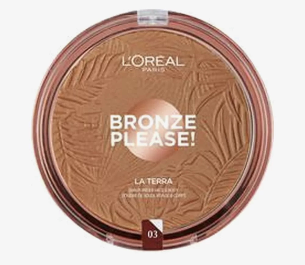 L'Oréal Paris Glam Bronze La Terra Bronzer - 18g, Portofino Legger - Zijdezachte Poederbronzer voor Natuurlijke Bruinheid Gezicht & Lichaam