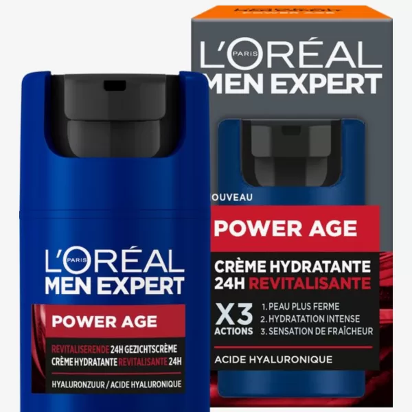 L'Oréal Paris Men Expert Power Age - Hydraterende 24H Gezichtscrème voor Huidveroudering - 50 ml - Verstevigt, Hydrateert en Verbetert Gladheid