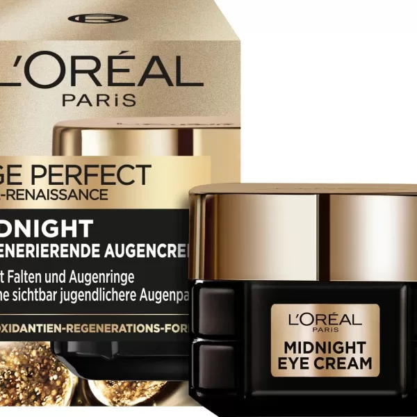 L'Oréal Paris Age Perfect Oogcrème Midnight 15 ml - Vermindert Wallen & Donkere Kringen - Met Vitamine E & Gefermenteerde Zwarte Thee