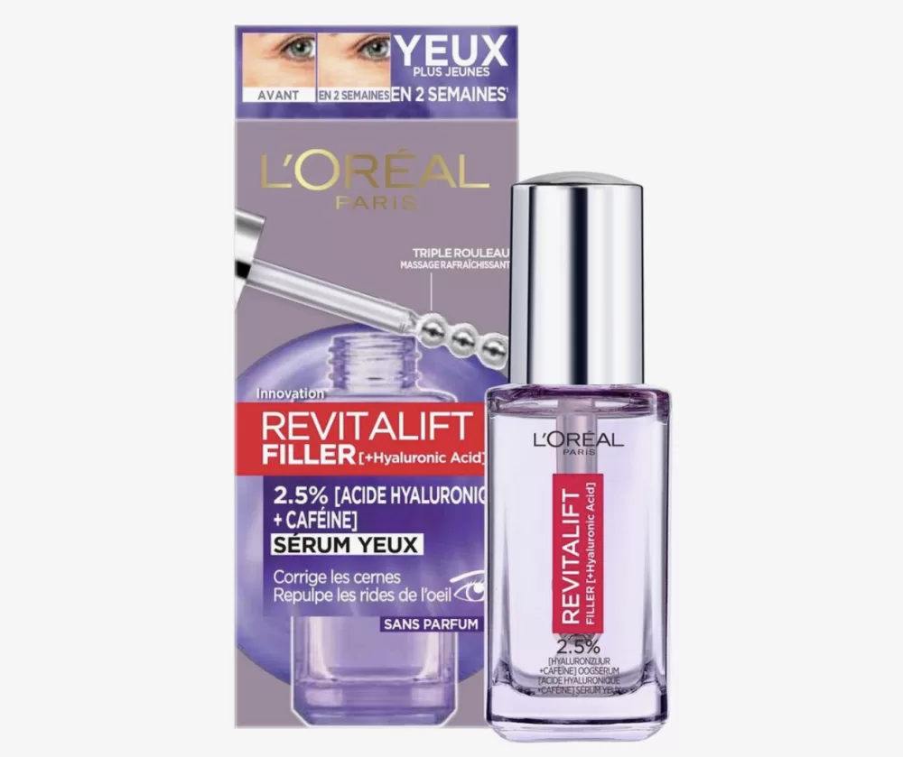 L’Oréal Paris Revitalift Filler Oog Serum 2.5% - 20 ml met Hyaluronzuur & Cafeïne voor Donkere Kringen, Rimpels & Vermoeidheid