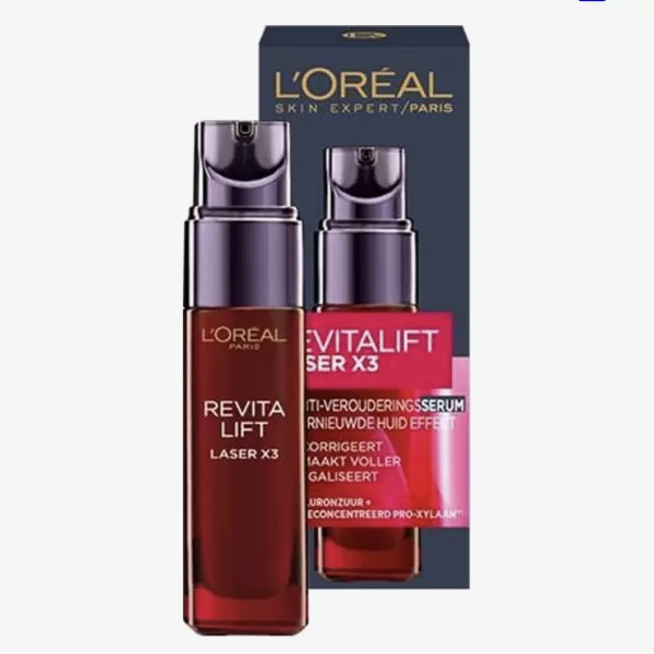 L'Oréal Paris Revitalift Laser X3 Anti-Rimpel Serum 30 ml - Vermindert Rimpels, Verstevigt en Egaliseert Huid - Met Hyaluronzuur & Pro-Xylaan